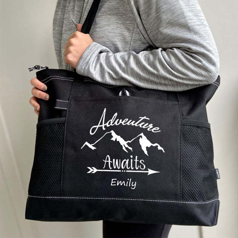 Adventure Awaits Tote Bag - Outdoorsy Gift, Handbag, Explore, Hike, Adventure Travel Tote
