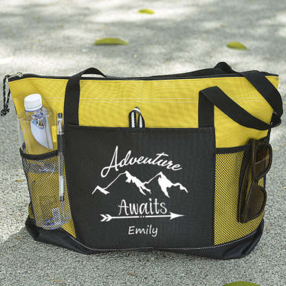 Adventure Awaits Tote Bag - Outdoorsy Gift, Handbag, Explore, Hike, Adventure Travel Tote