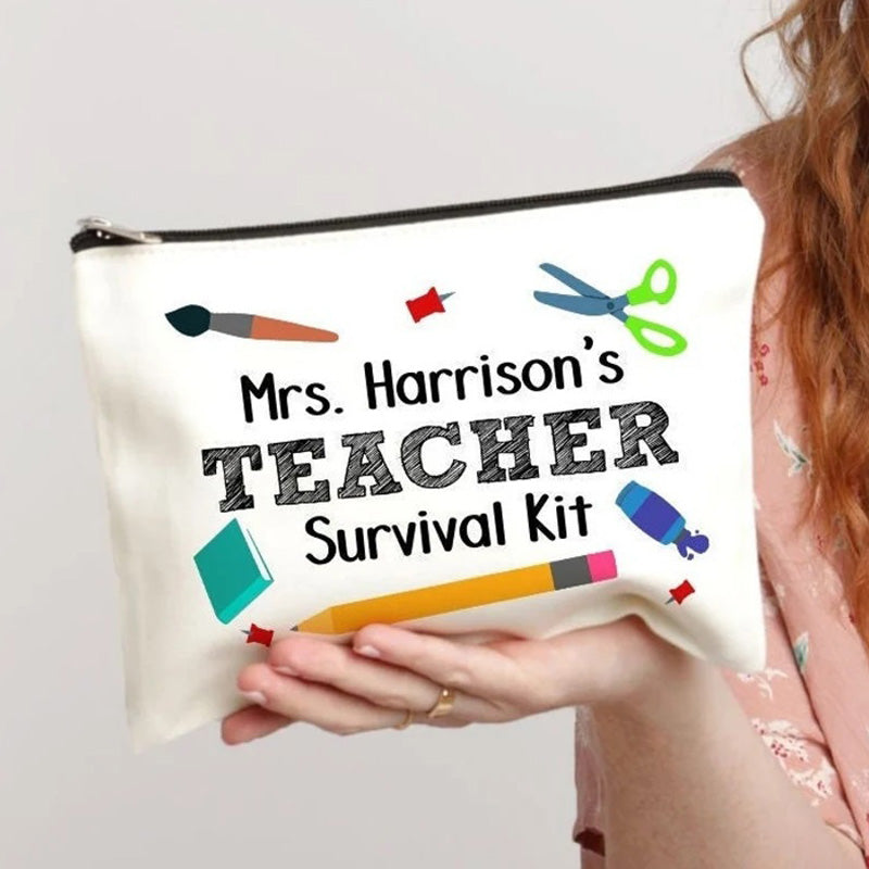 Teacher Survival Kit, Gift for Teacher, Teacher Appreciation, Personalized Makeup Bag