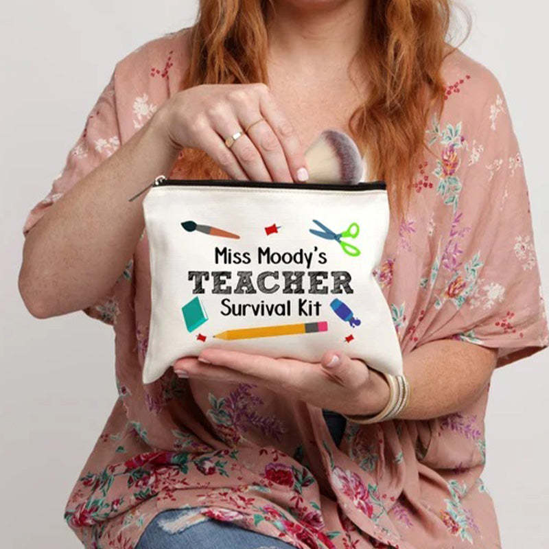 Teacher Survival Kit, Gift for Teacher, Teacher Appreciation, Personalized Makeup Bag
