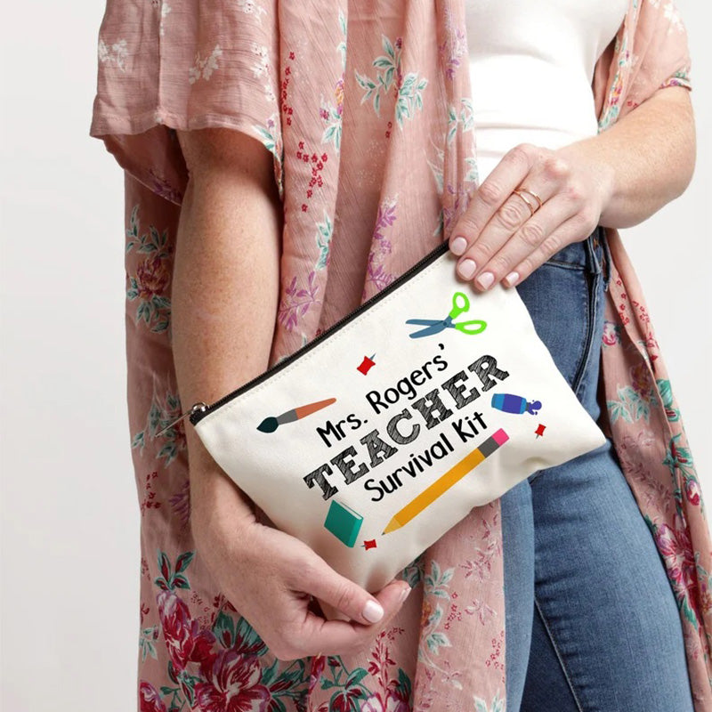 Teacher Survival Kit, Gift for Teacher, Teacher Appreciation, Personalized Makeup Bag