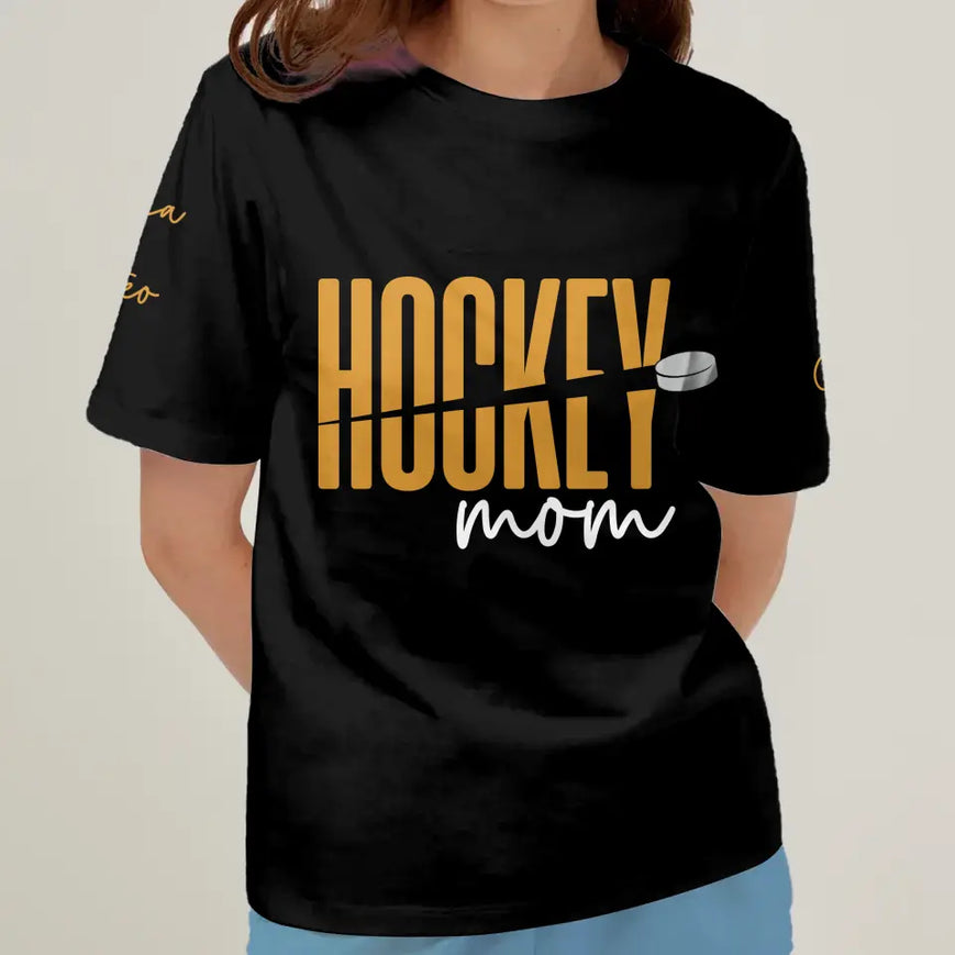 Custom Personalized Hockey Mom AOP T-Shirt - Idea for Mom/Grandma