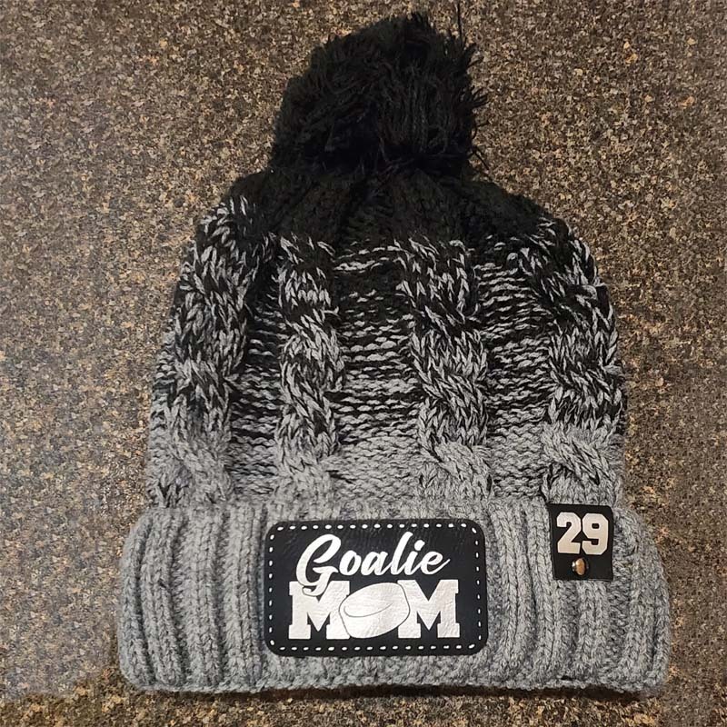 Custom beanie with pom - Hockey Mom hat