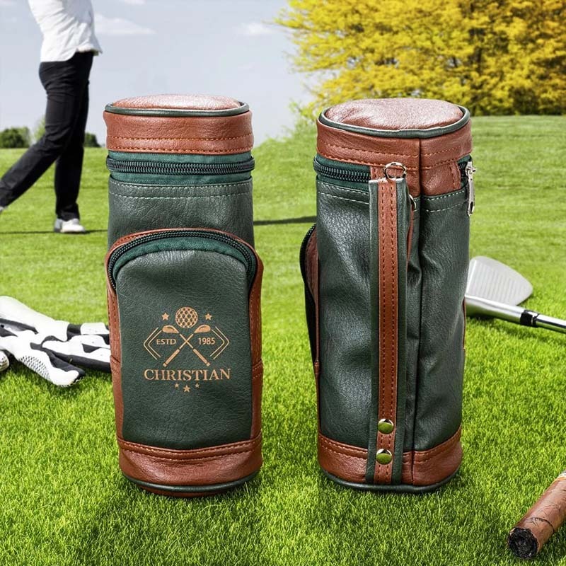 Personalized Leather Engraved Monogram Golf Bag Gift for Golf Lover