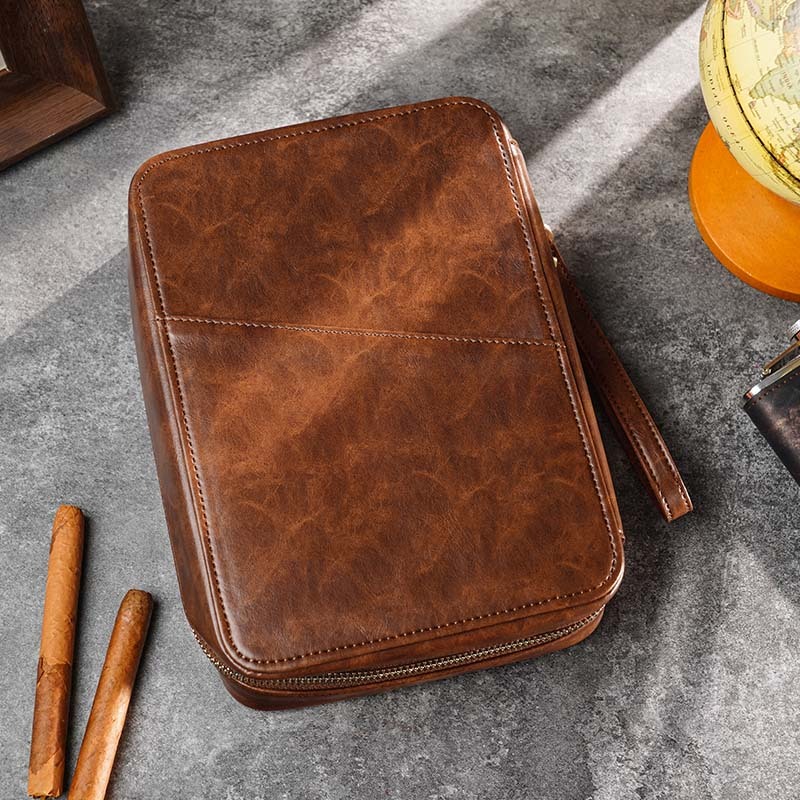 Custom Leather Travel Cigar Box Case For Cigar Accessories