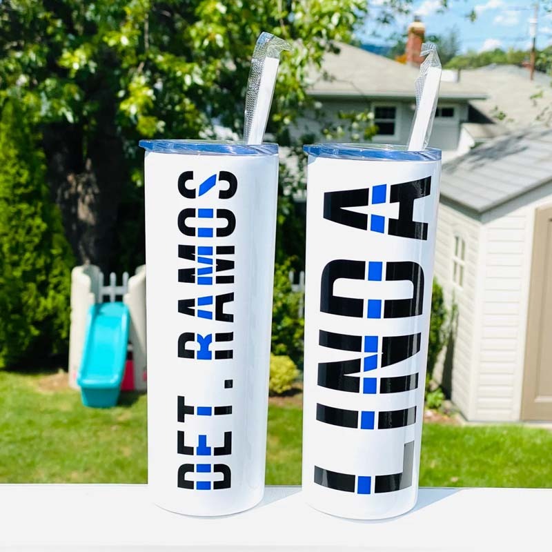 Personalized thin blue line/thin red line 20oz tumbler - Gift For Police/Firefighter