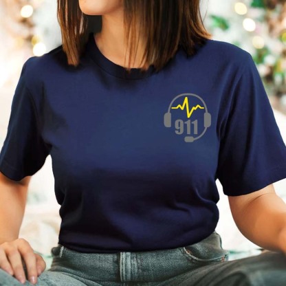 Personalized 911 Dispatcher Shirt - Thin Gold Line Shirt - 911 Dispatcher Gift