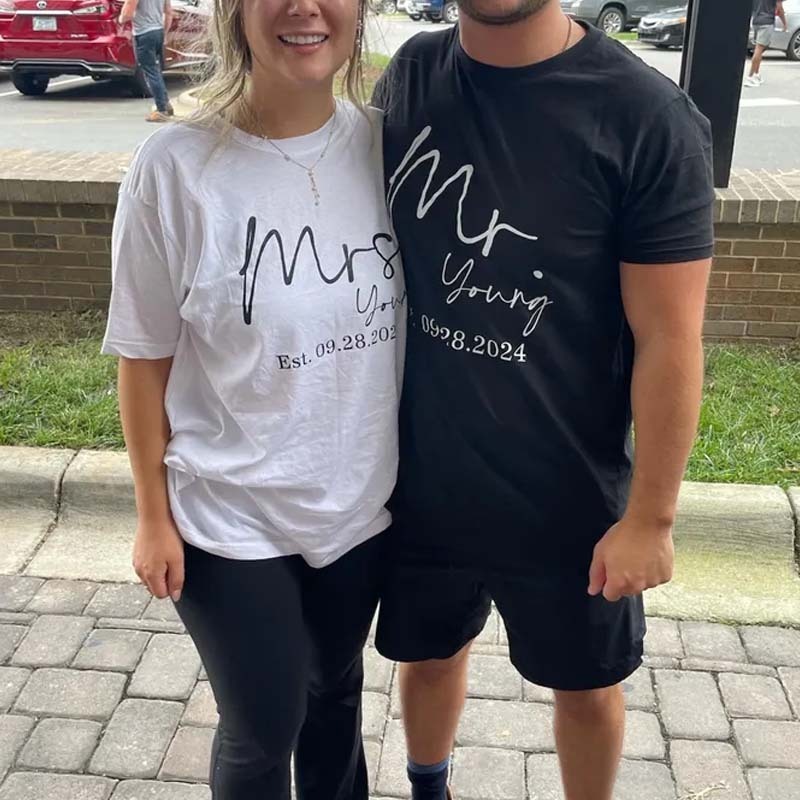 Personalized Mr. And Mrs. Shirt Custom Wifey Hubby Shirts Just Married Shirt Wedding Anniversary Gift