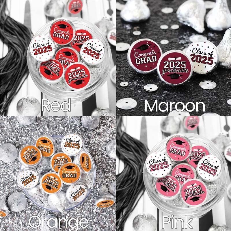 2025 Graduation Candy Stickers for Chocolate Kisses Class of 2025 Party Favors