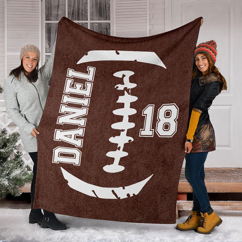 Customized Football Blanket with Your Name and Number
