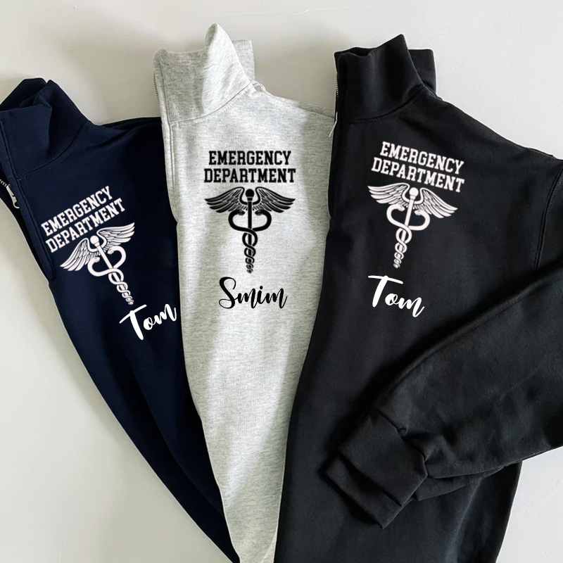 ER Department -Custom Zip Pullover Sweatshirt