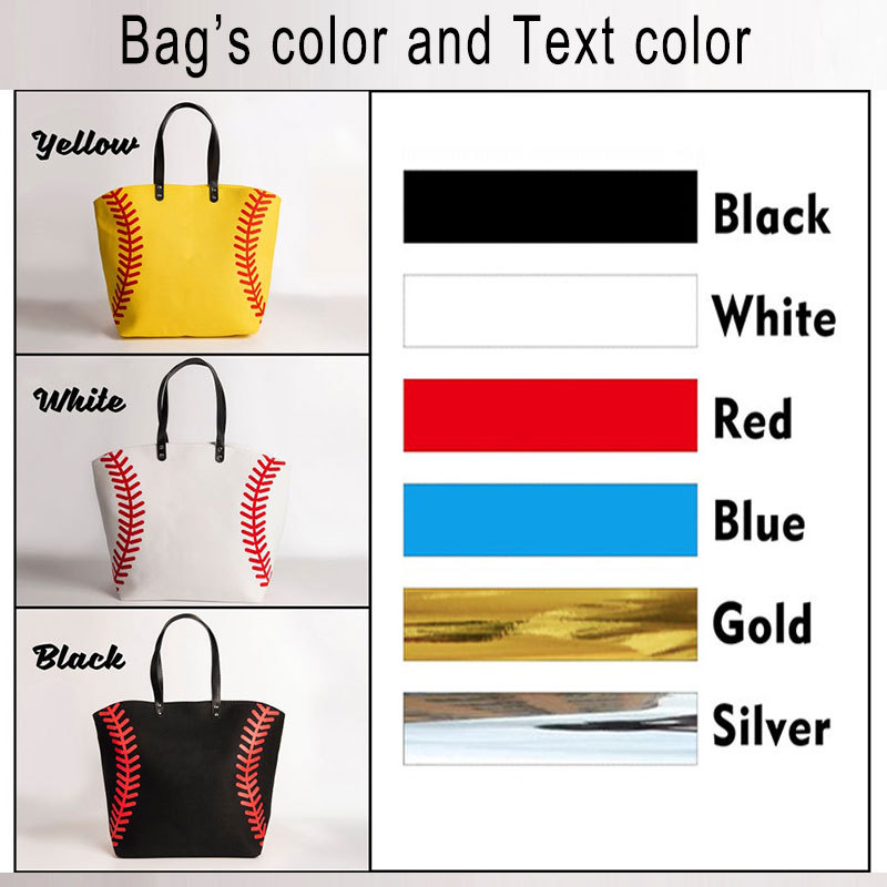 Personalized Oversize Canvas Baseball Tote Bag