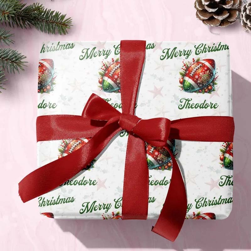 Personalized Football Fan Christmas Wrapping Paper For Football Lover