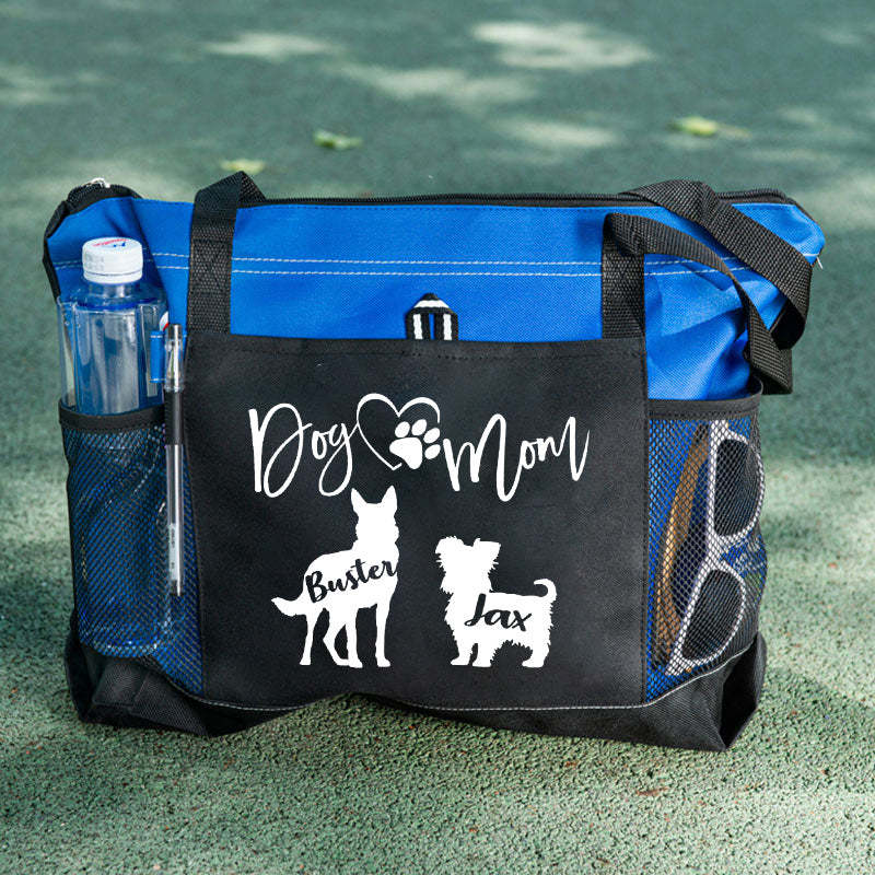 Personalised With Dog Silhouette & Breed Name Tote Bag, Dog Mom Tote Bag