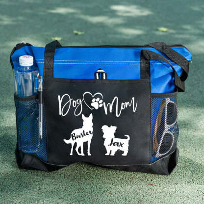 Personalised With Dog Silhouette & Breed Name Tote Bag, Dog Mom Tote Bag