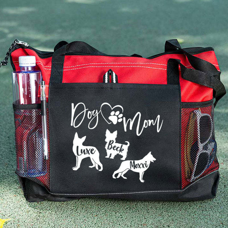 Personalised With Dog Silhouette & Breed Name Tote Bag, Dog Mom Tote Bag
