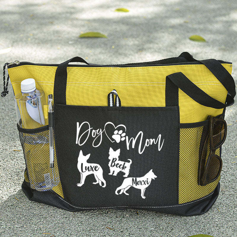 Personalised With Dog Silhouette & Breed Name Tote Bag, Dog Mom Tote Bag