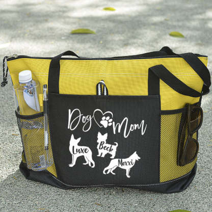 Personalised With Dog Silhouette & Breed Name Tote Bag, Dog Mom Tote Bag