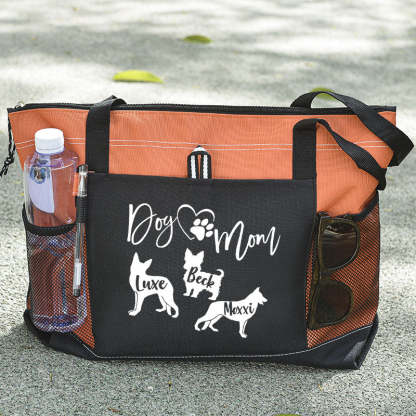 Personalised With Dog Silhouette & Breed Name Tote Bag, Dog Mom Tote Bag
