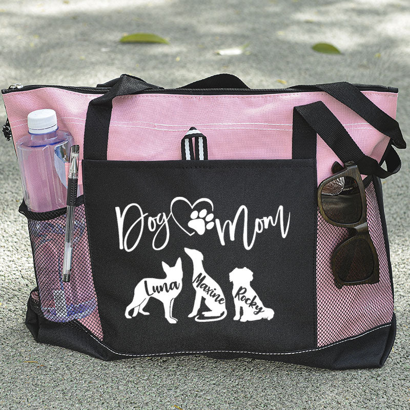 Personalised With Dog Silhouette & Breed Name Tote Bag, Dog Mom Tote Bag