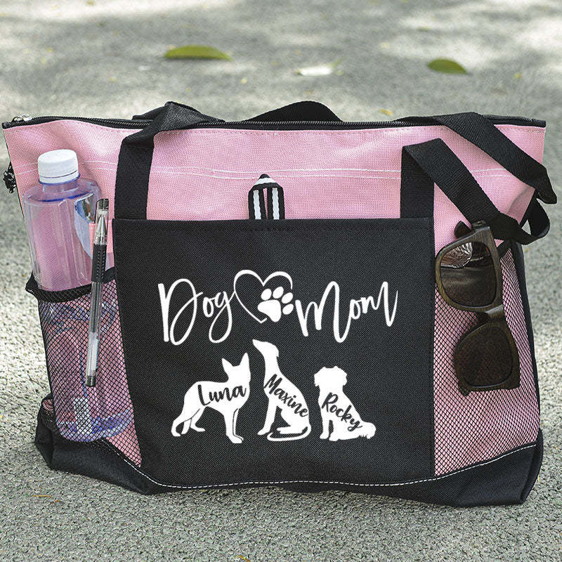 Personalised With Dog Silhouette & Breed Name Tote Bag, Dog Mom Tote Bag