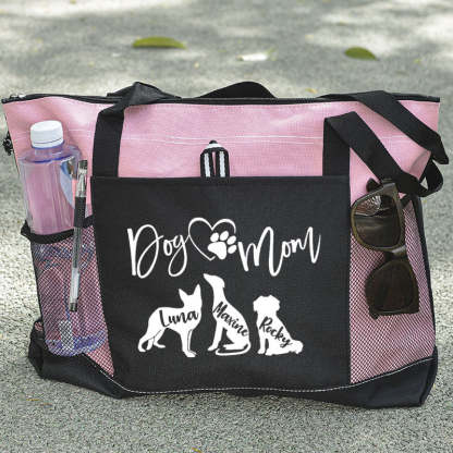 Personalised With Dog Silhouette & Breed Name Tote Bag, Dog Mom Tote Bag