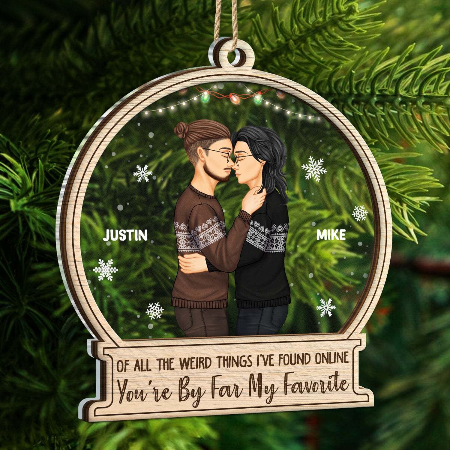 Christmas Couple 2-Layered Mix Ornament - You Are By Far My Favorite