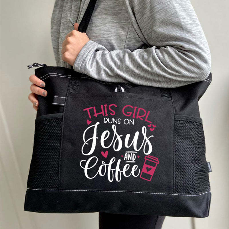 This Girl Runs on Jesus and Coffee Tote Bag