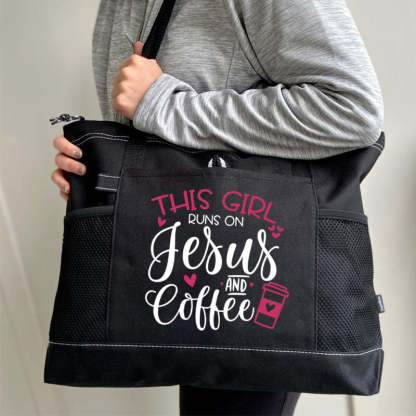 This Girl Runs on Jesus and Coffee Tote Bag