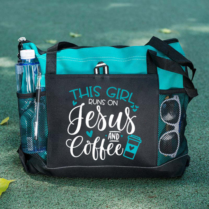This Girl Runs on Jesus and Coffee Tote Bag