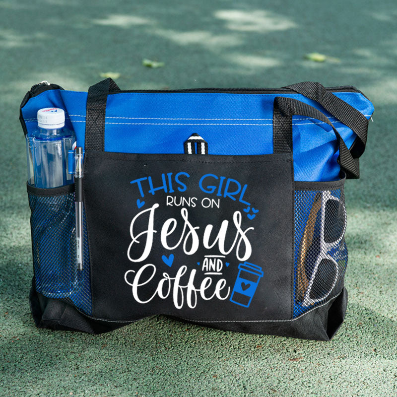 This Girl Runs on Jesus and Coffee Tote Bag