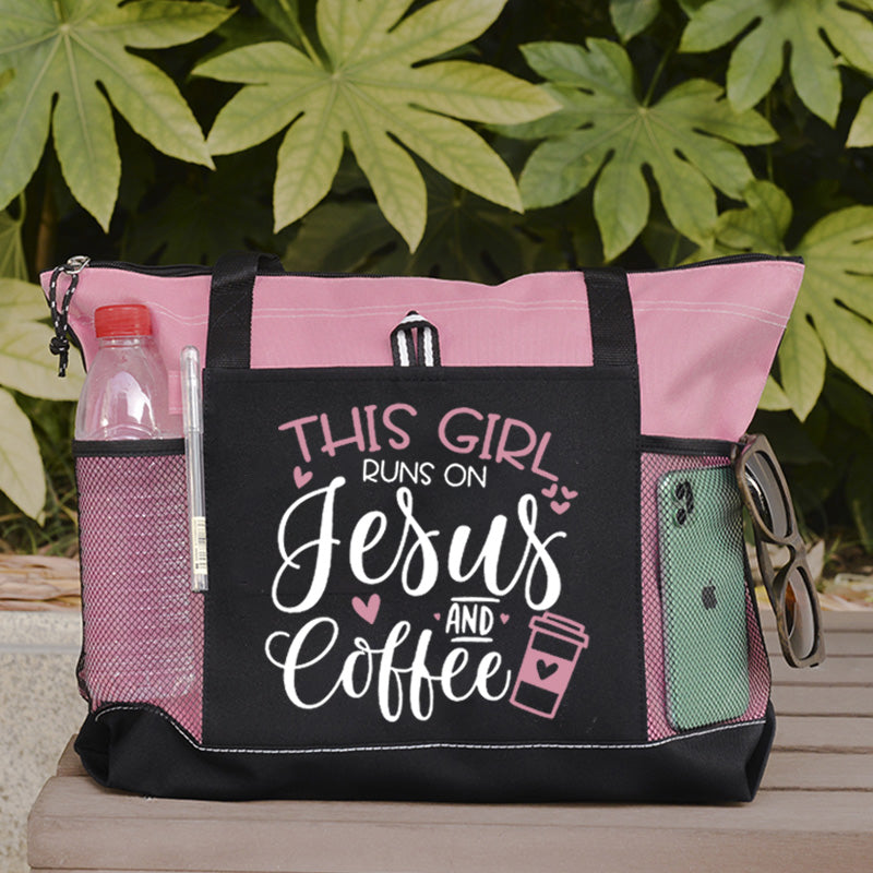 This Girl Runs on Jesus and Coffee Tote Bag