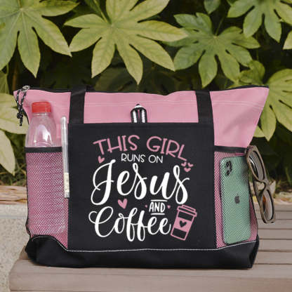 This Girl Runs on Jesus and Coffee Tote Bag