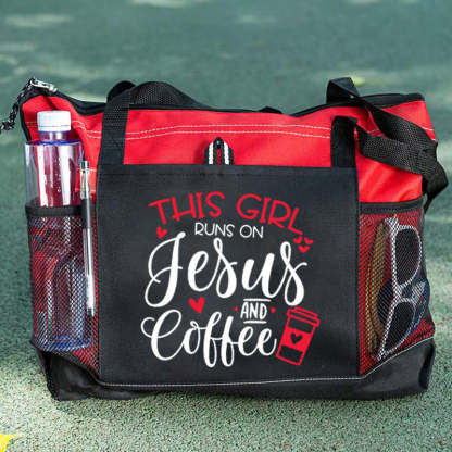 This Girl Runs on Jesus and Coffee Tote Bag
