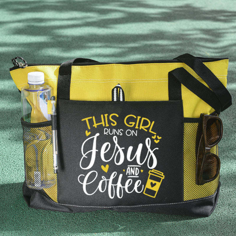 This Girl Runs on Jesus and Coffee Tote Bag