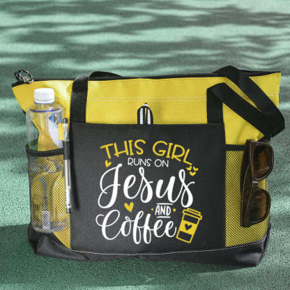 This Girl Runs on Jesus and Coffee Tote Bag