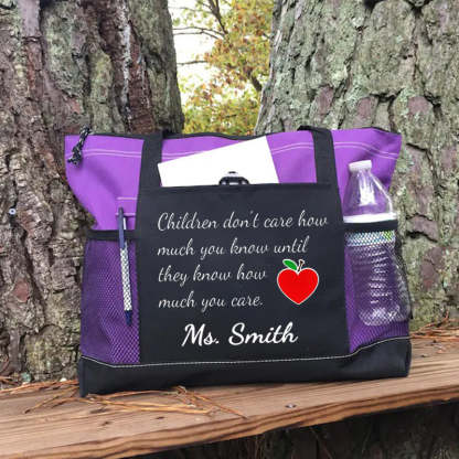 Personalized Inspirational Phrase Tote Bag for Teacher