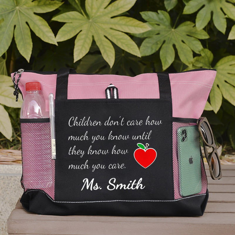 Personalized Inspirational Phrase Tote Bag for Teacher