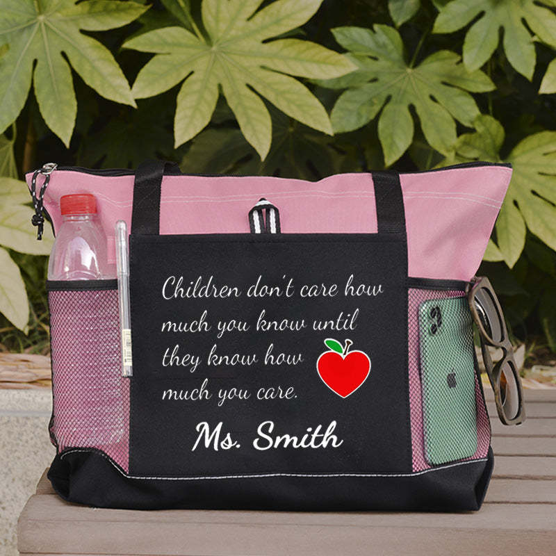Personalized Inspirational Phrase Tote Bag for Teacher