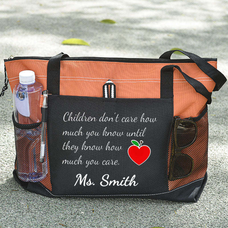 Personalized Inspirational Phrase Tote Bag for Teacher