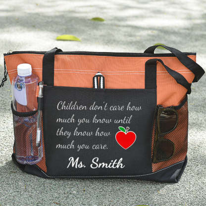 Personalized Inspirational Phrase Tote Bag for Teacher