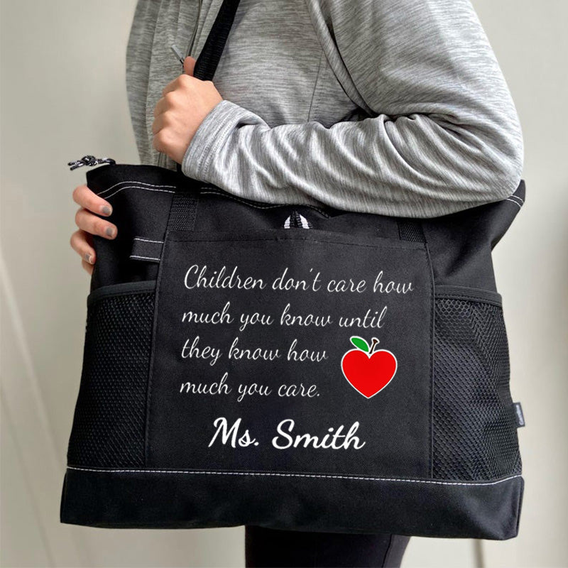 Personalized Inspirational Phrase Tote Bag for Teacher