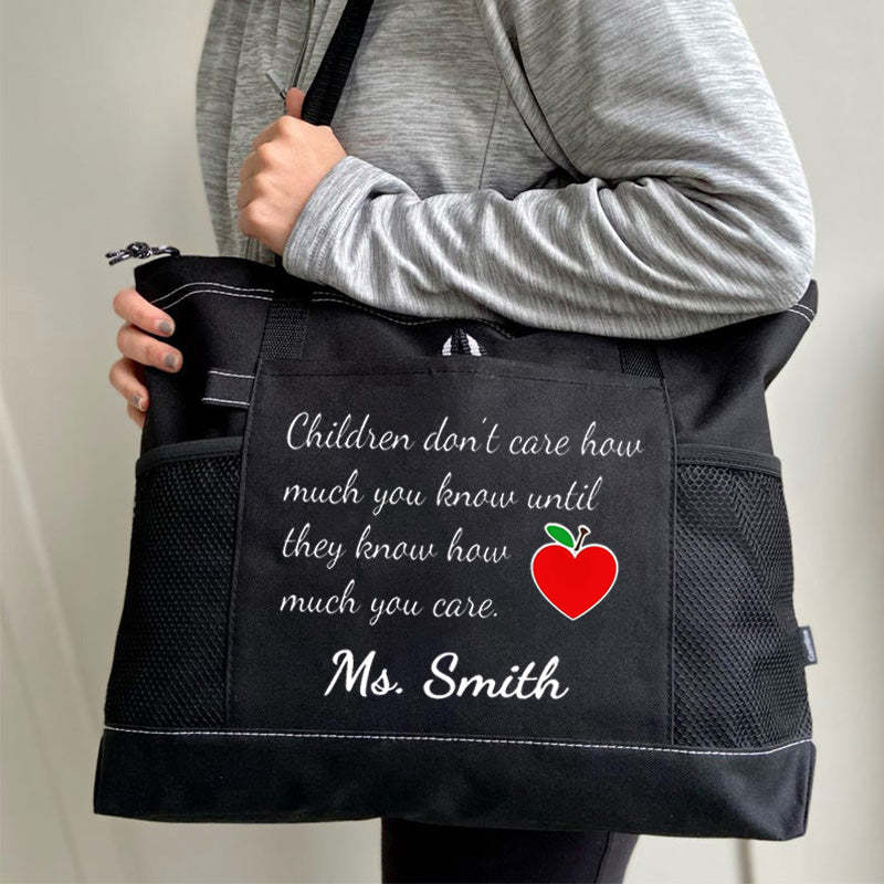 Personalized Inspirational Phrase Tote Bag for Teacher