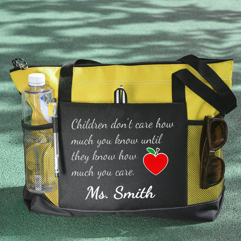 Personalized Inspirational Phrase Tote Bag for Teacher