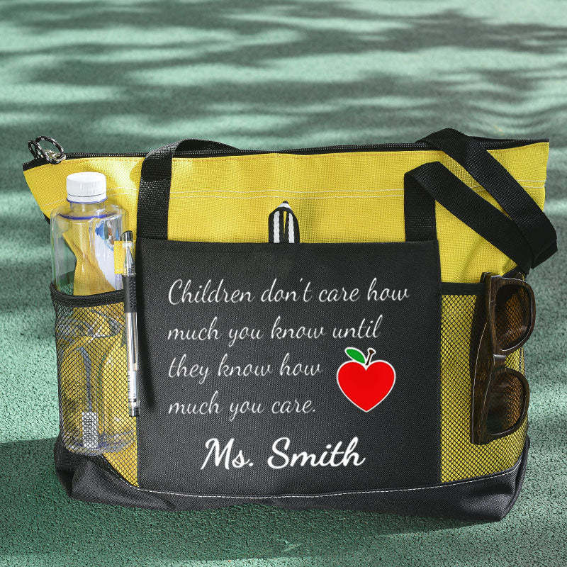 Personalized Inspirational Phrase Tote Bag for Teacher