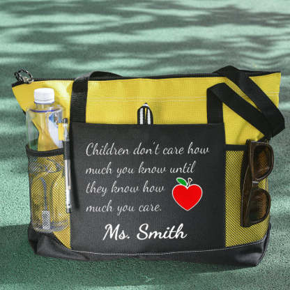 Personalized Inspirational Phrase Tote Bag for Teacher