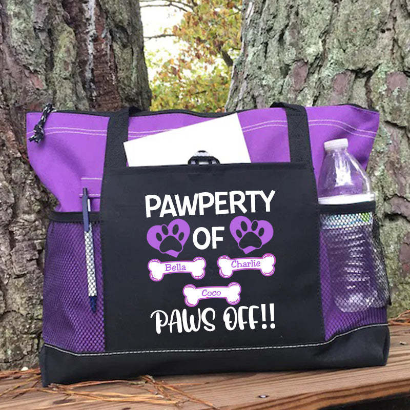 Pawperty of Dogs Name Tote Bag, Personalized Dog Tote Bag