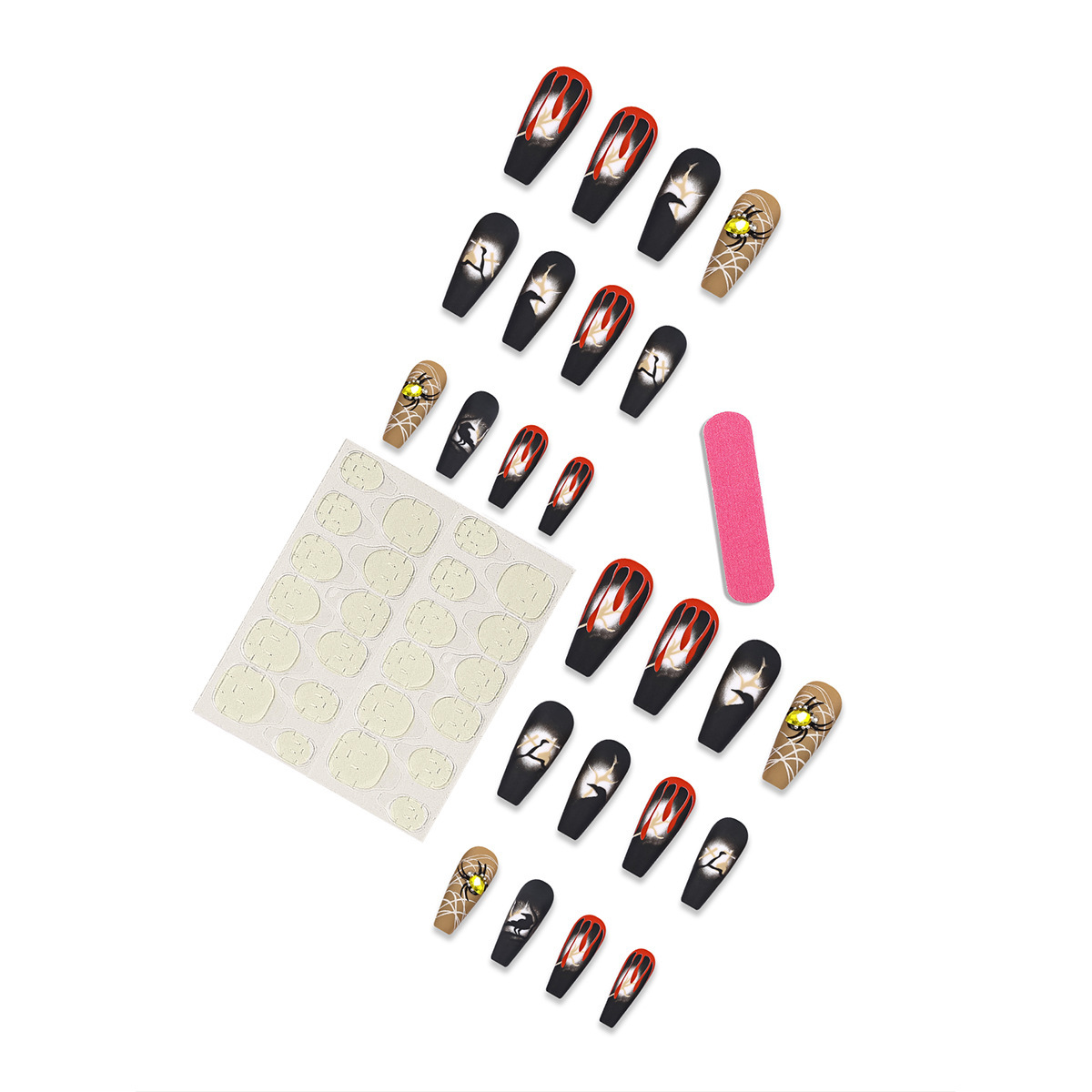 Halloween Rhinestone Spider Press-On Nails