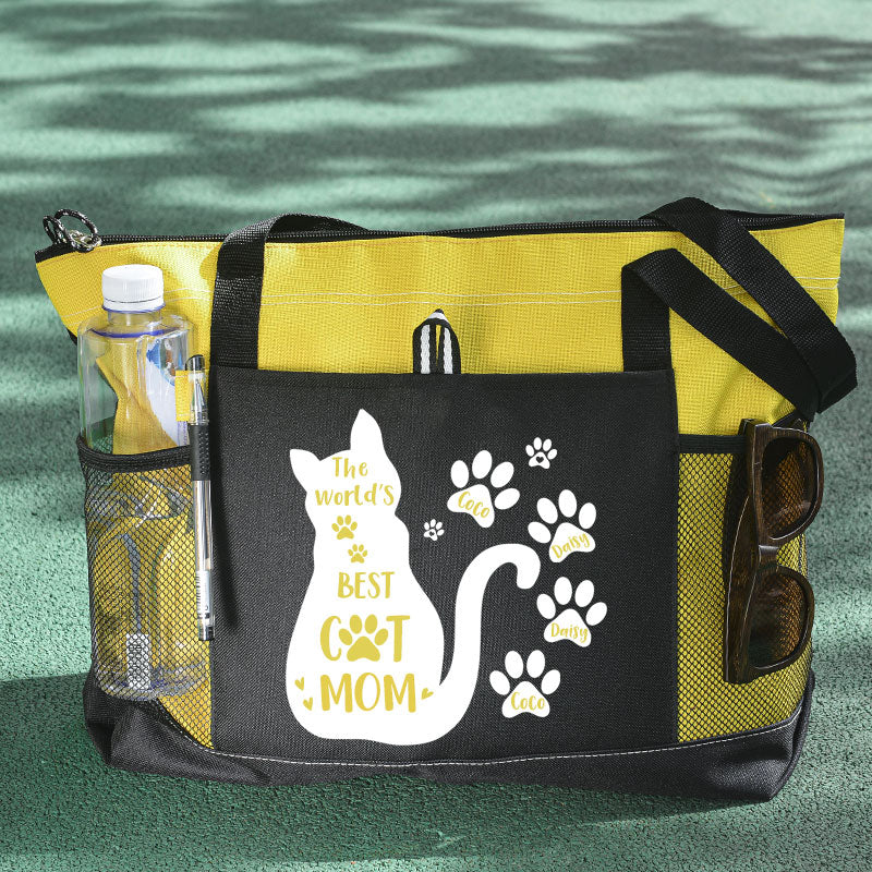 The World's Best Cat Mom Tote Bag, Personalized Tote Bag, Custom Tote Bag