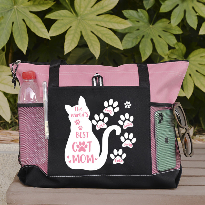 The World's Best Cat Mom Tote Bag, Personalized Tote Bag, Custom Tote Bag